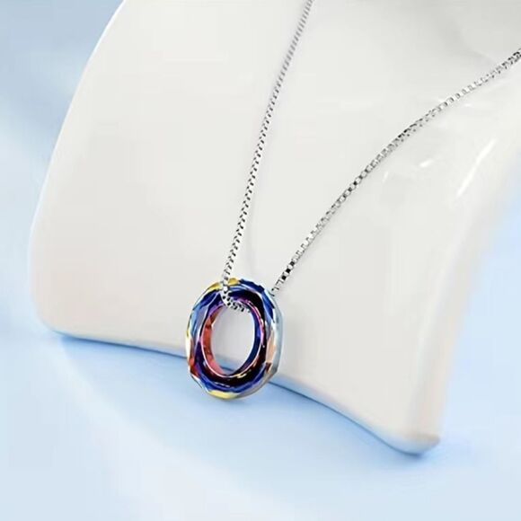 Circle Necklace with Austrian Crystal Jewelry for Women Teen Girls Birthday Gift - Picture 5 of 14